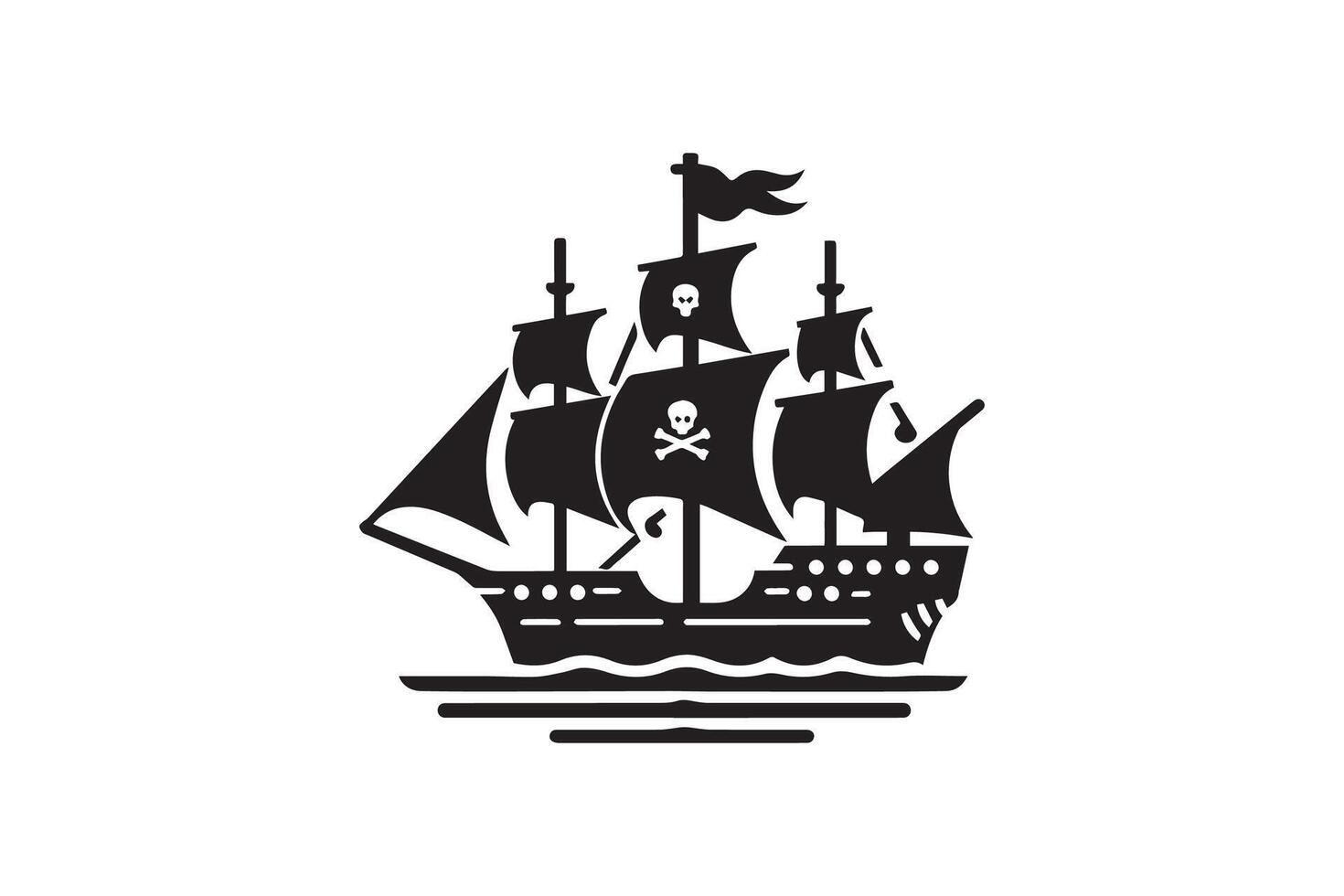 Pirates ship silhouette vector