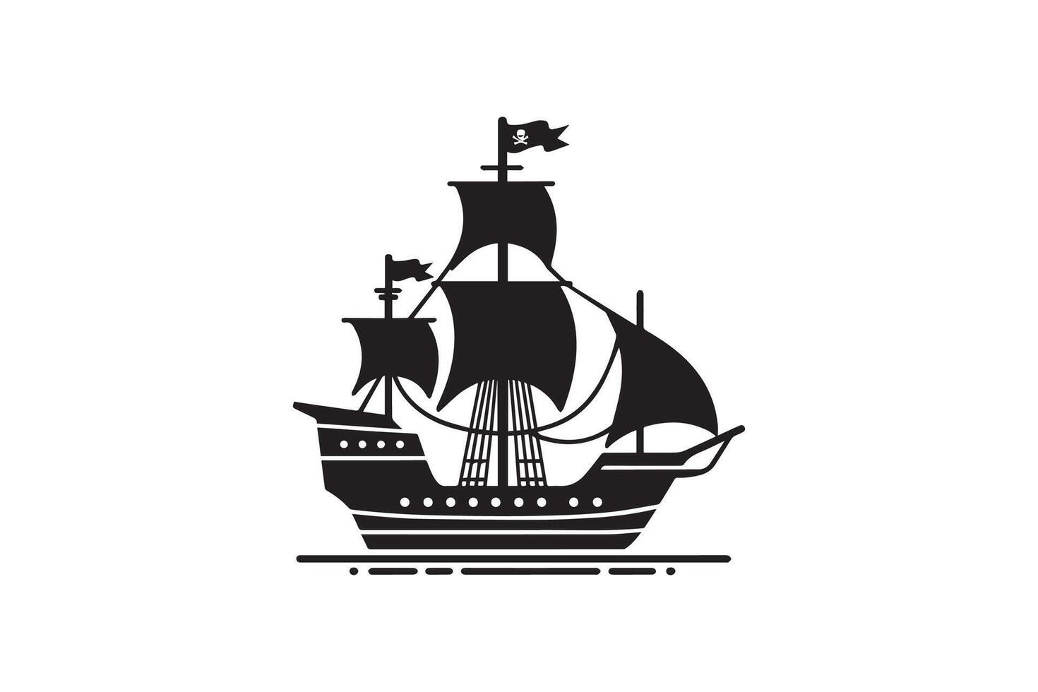 Pirates ship silhouette vector