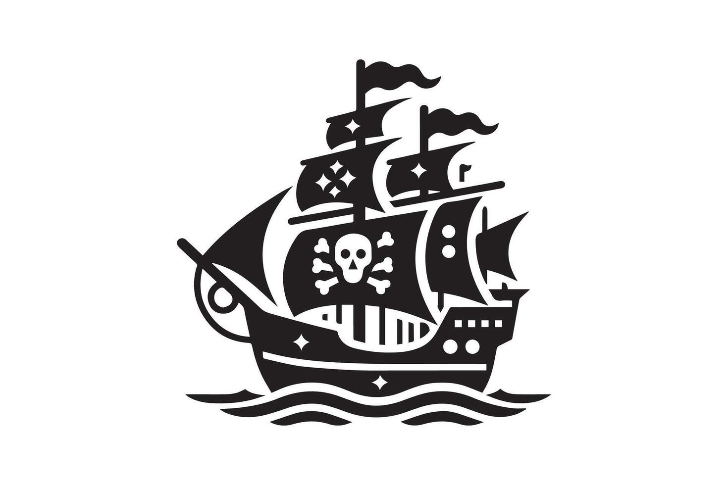 Pirates ship silhouette vector