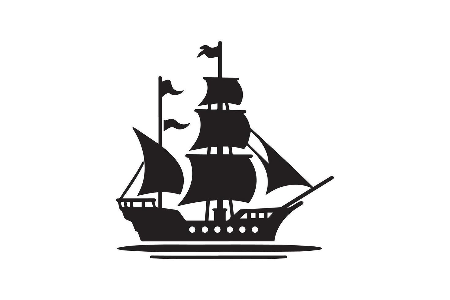 Pirates ship silhouette vector