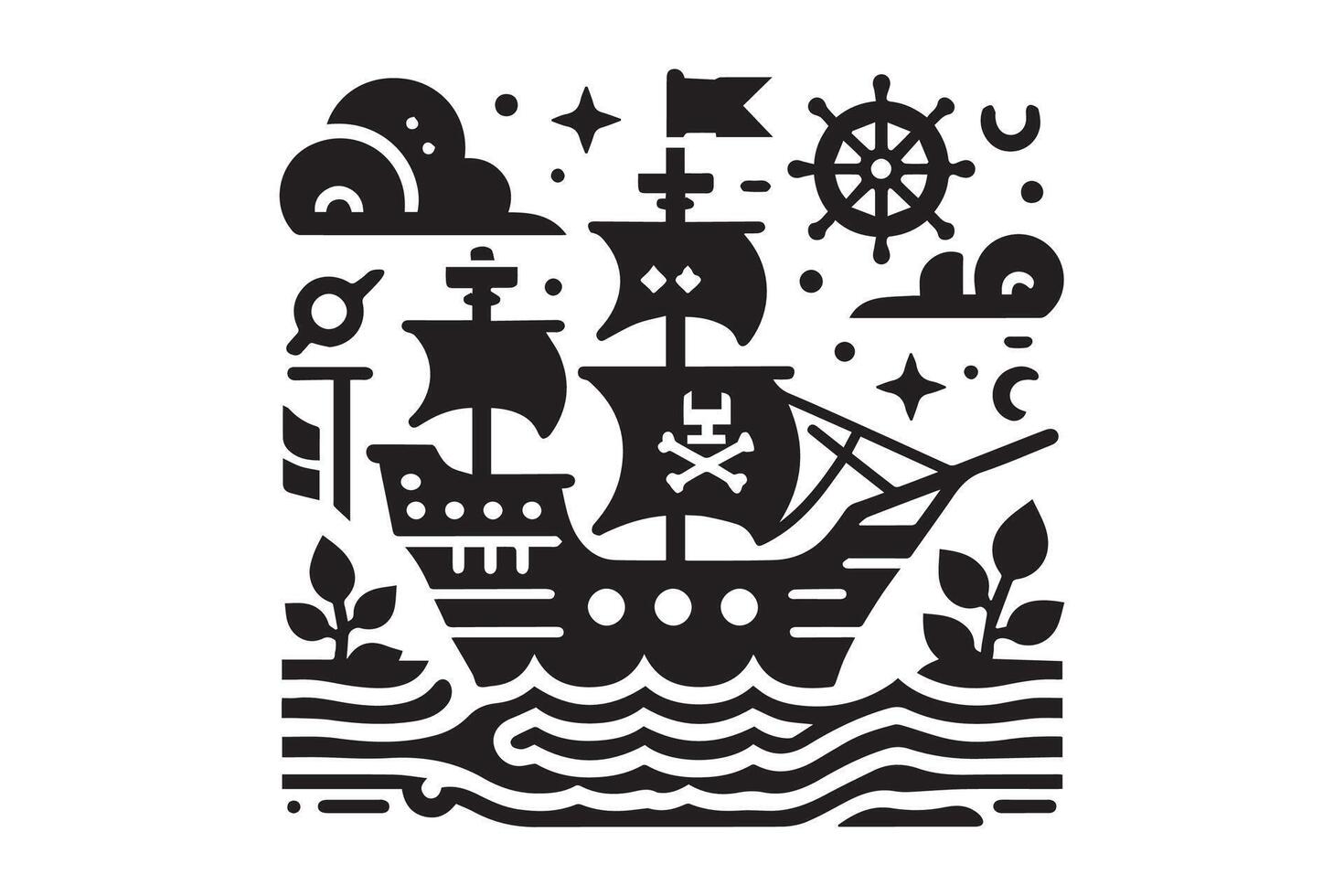Pirates ship silhouette vector