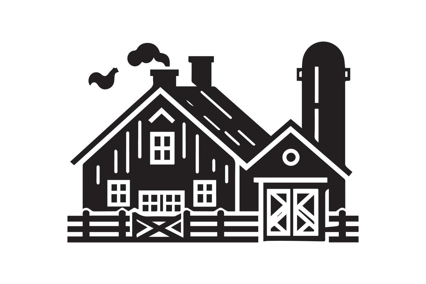farm house silhouette vector