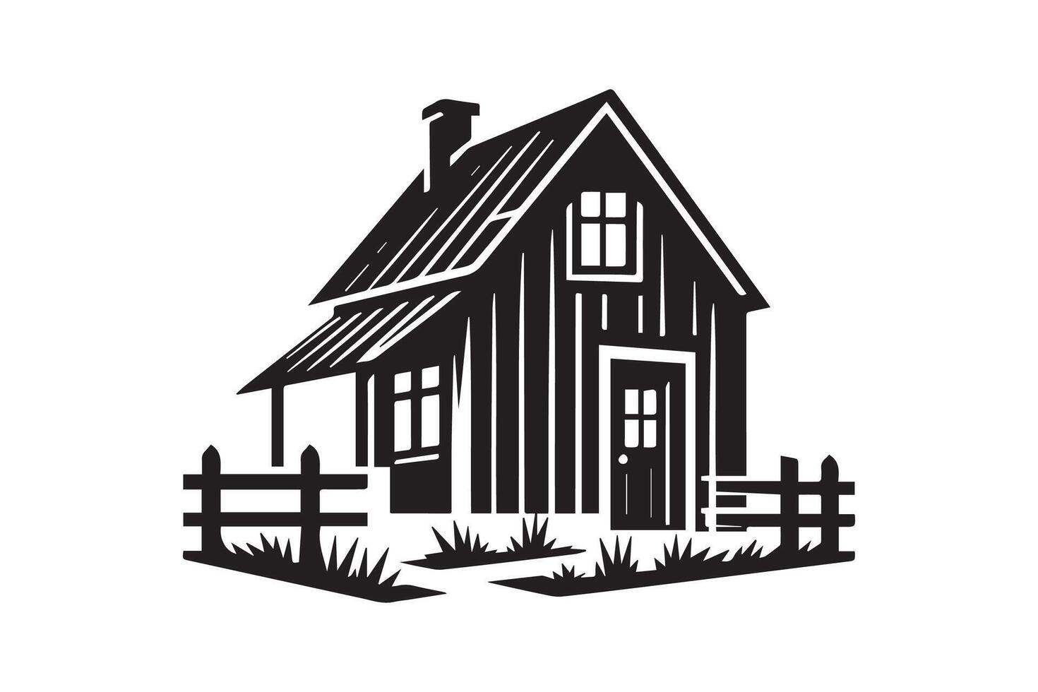 farm house silhouette vector