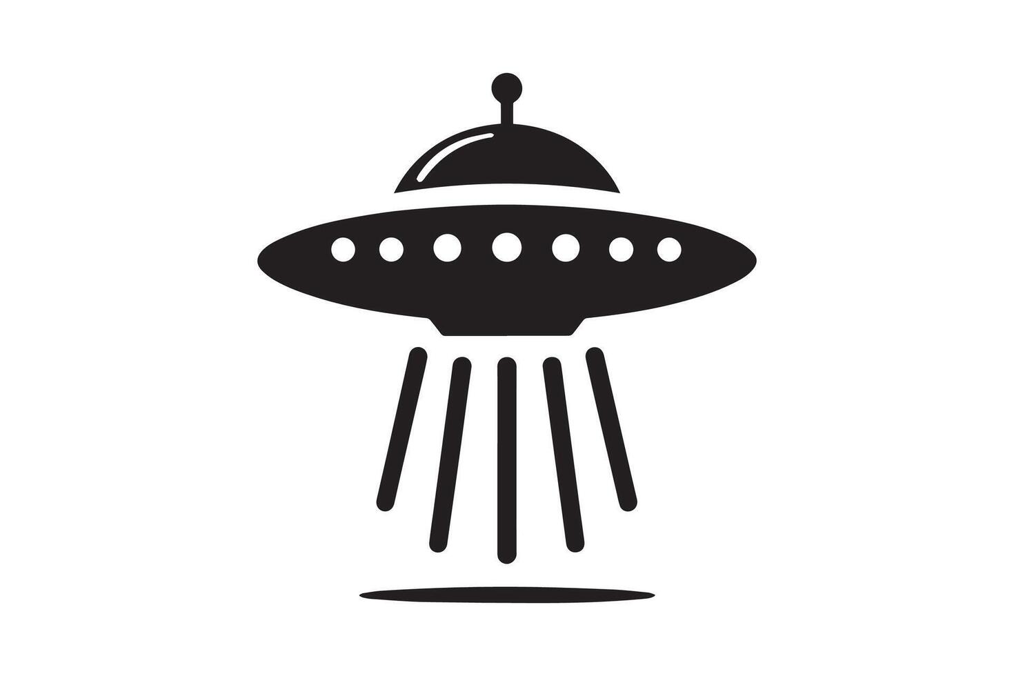 flat UFO icon illustration design. UFO alien spacecraft black silhouette vector