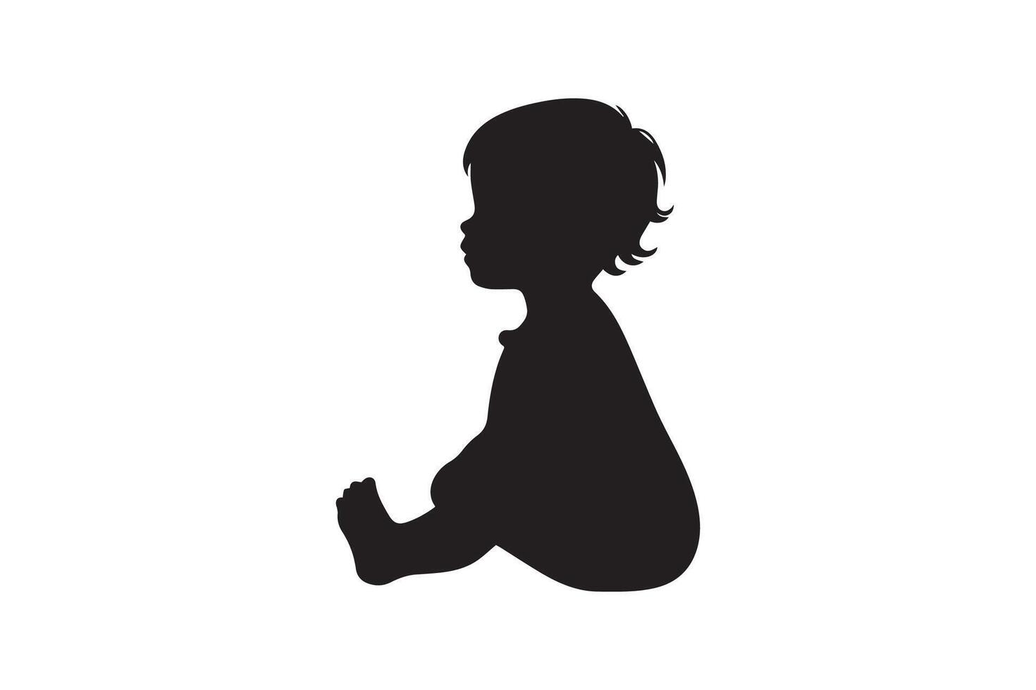 baby and toddler silhouette isolated on white background. silhouette naked baby vector