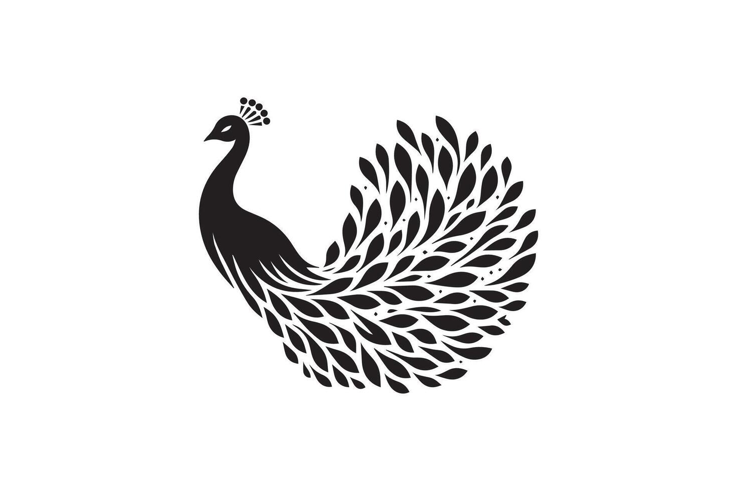 Peacock Silhouette. Beauty peacock silhouette illustration vector