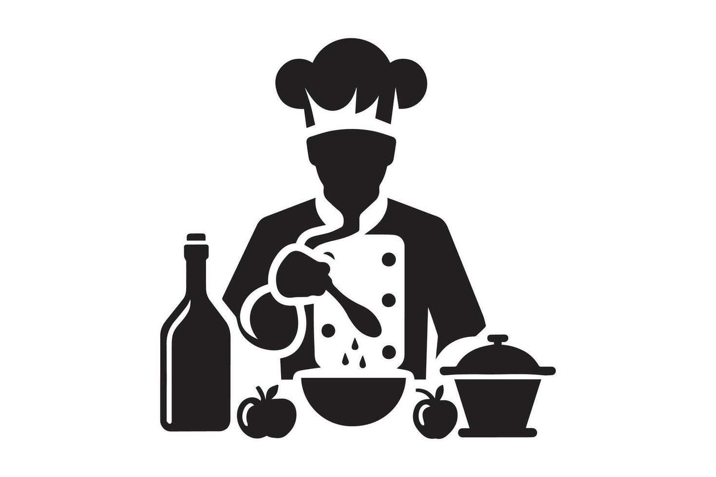 professional chef silhouette illustrations. Chef logo design. Restaurant logo vector