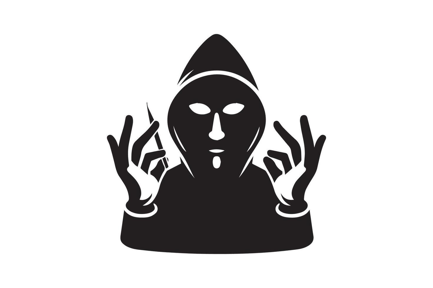 Spy agent searching on a laptop hacker silhouette vector
