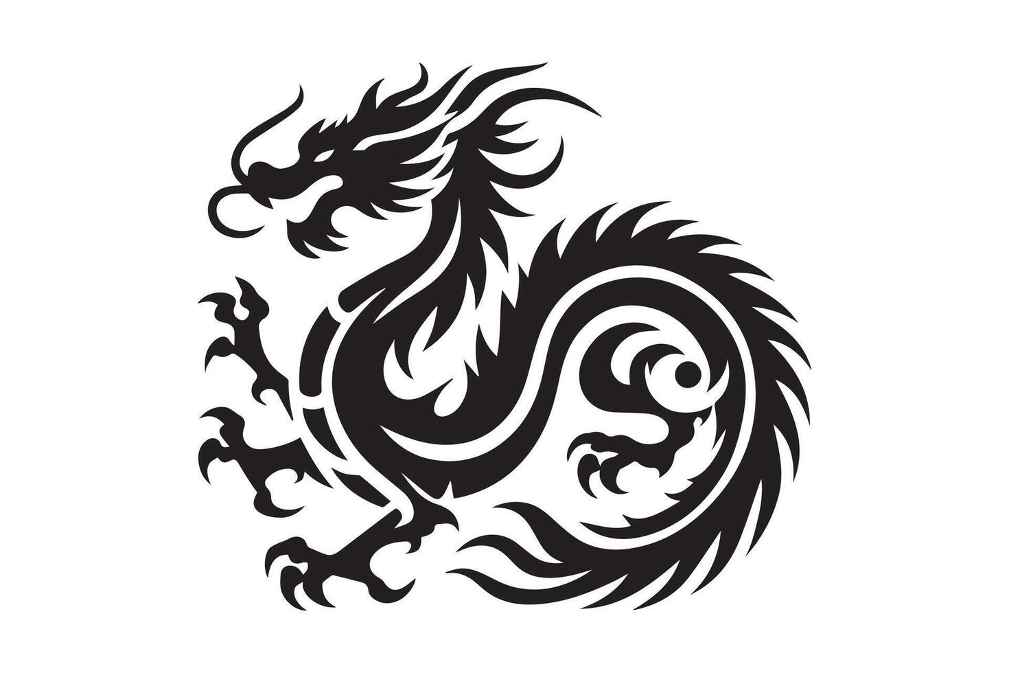 Chinese dragon silhouette traditional style vector