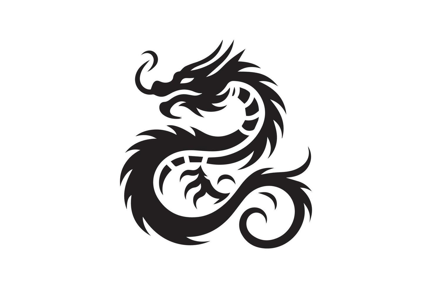 Chinese dragon silhouette traditional style vector