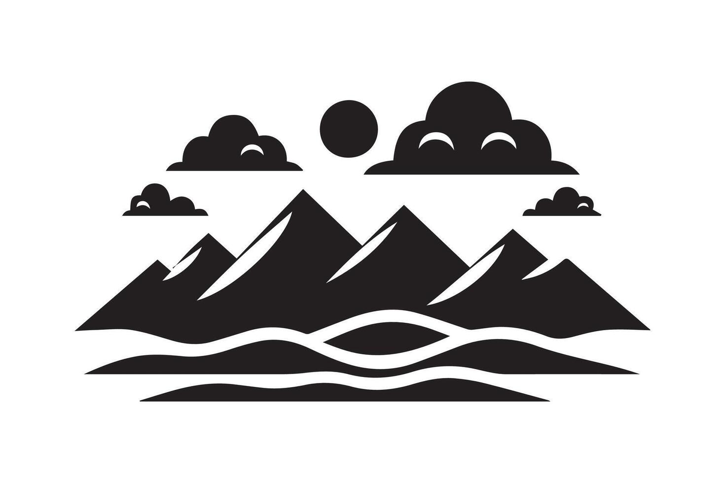 Mountain hill with cloud silhouette isolated in white background vector