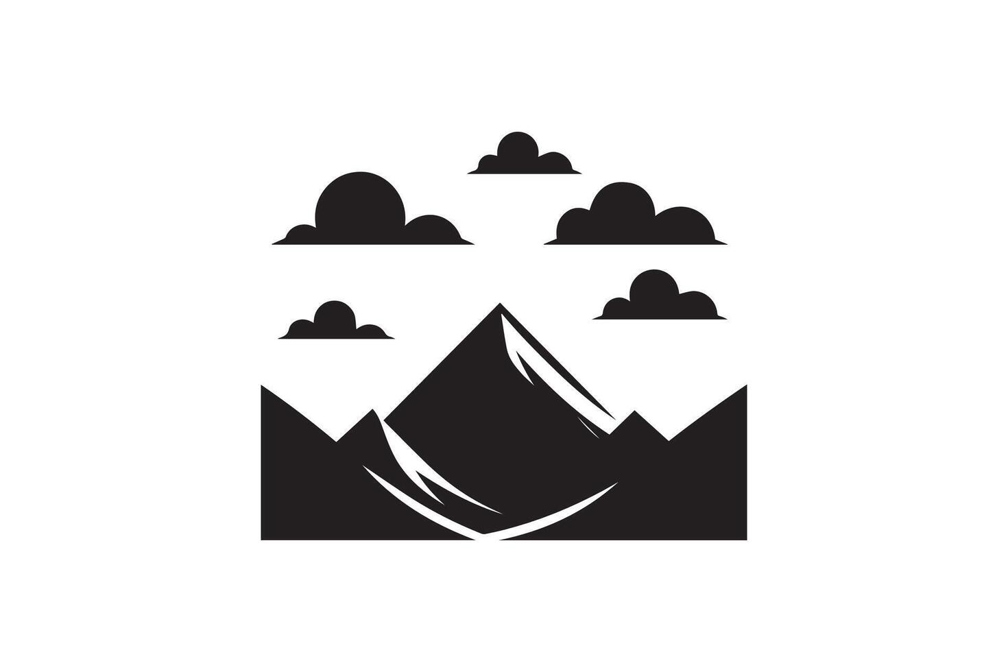 Mountain hill with cloud silhouette isolated in white background vector
