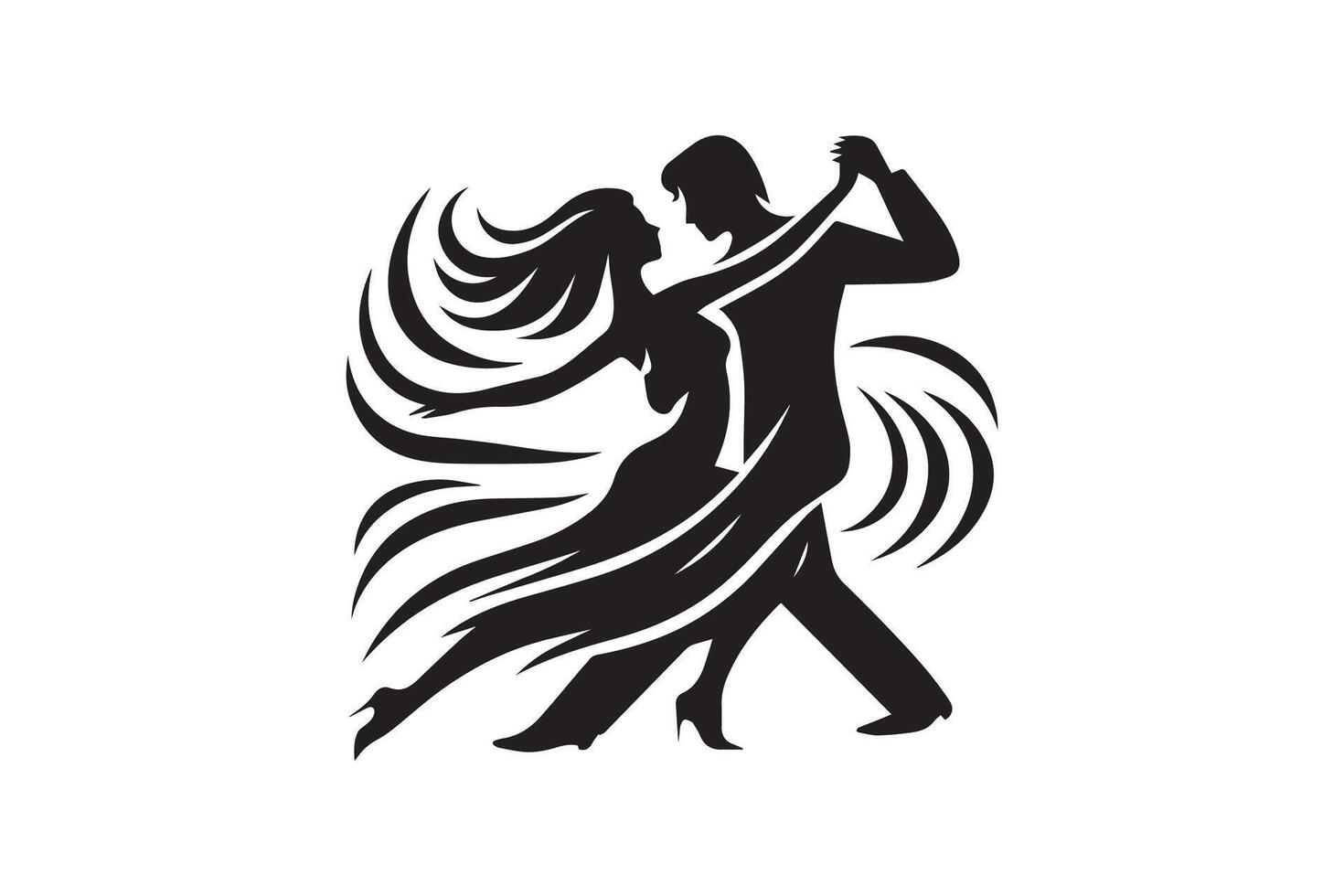 Dancing couple silhouette isolated in white background vector