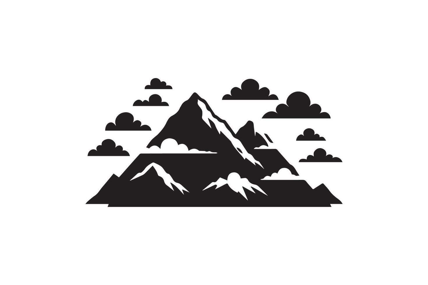 Mountain hill with cloud silhouette isolated in white background vector