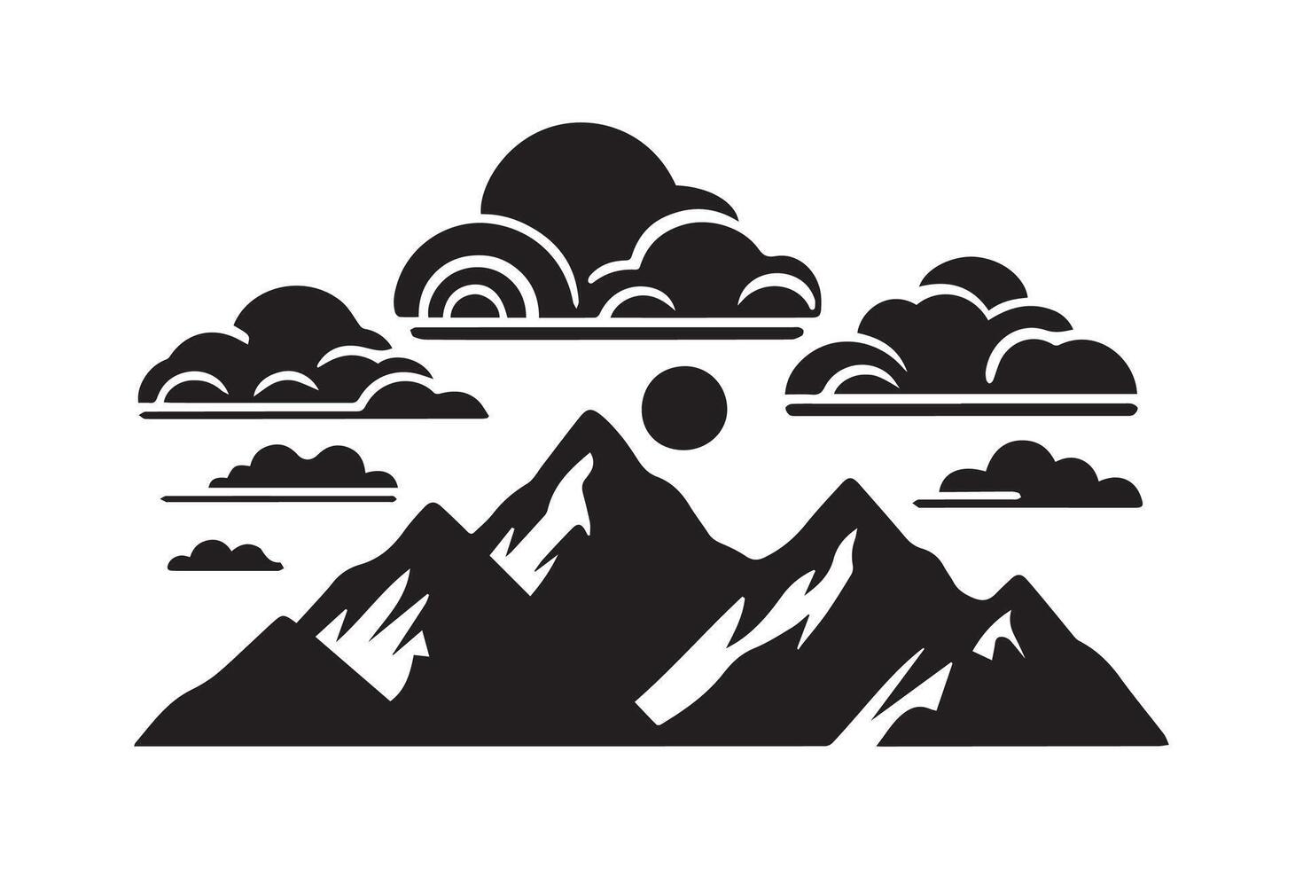 Mountain hill with cloud silhouette isolated in white background vector