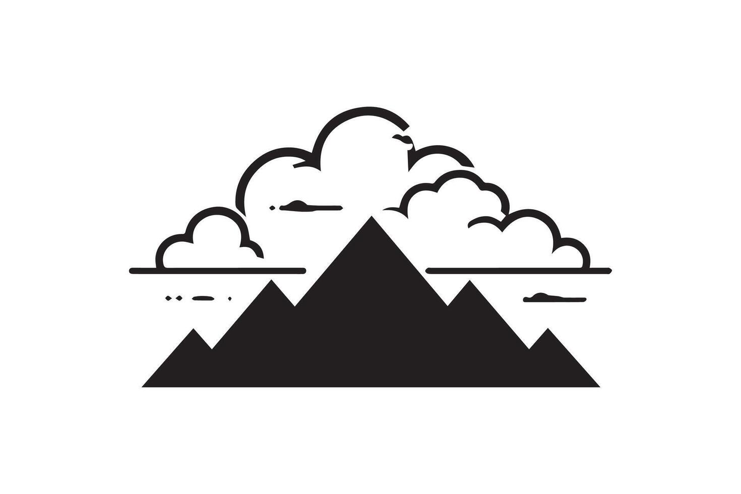 Mountain hill with cloud silhouette isolated in white background vector