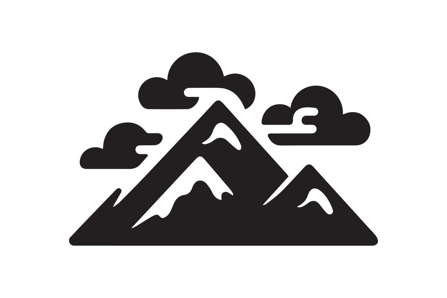 Mountain hill with cloud silhouette isolated in white background vector