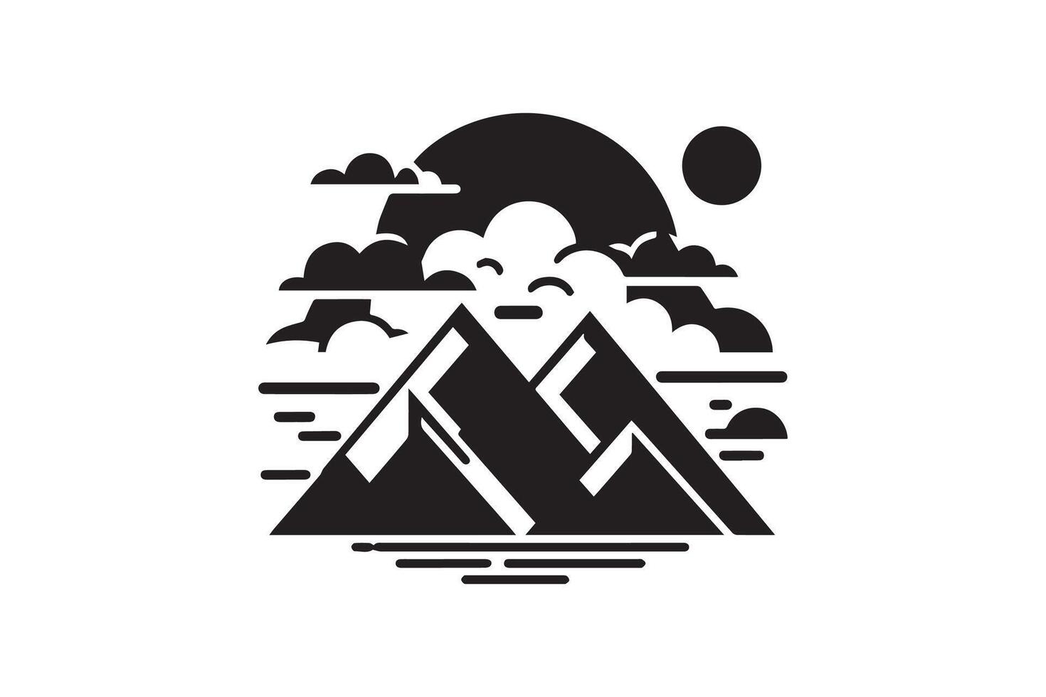 Mountain hill with cloud silhouette isolated in white background vector