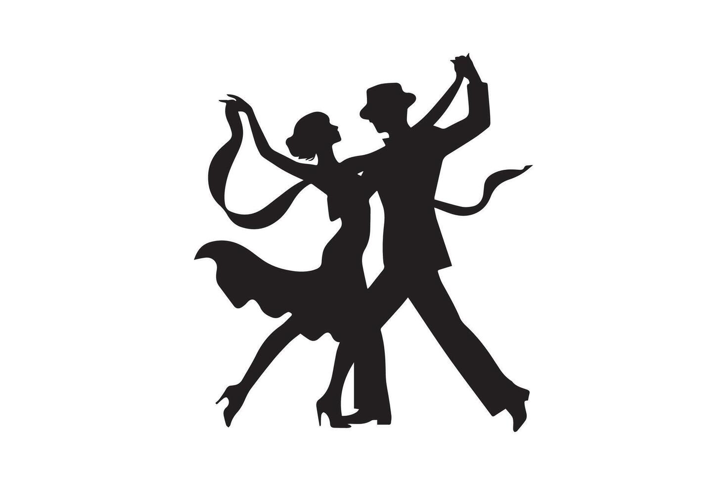 Dancing couple silhouette isolated in white background vector