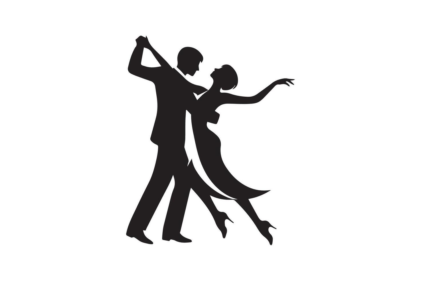 Dancing couple silhouette isolated in white background vector