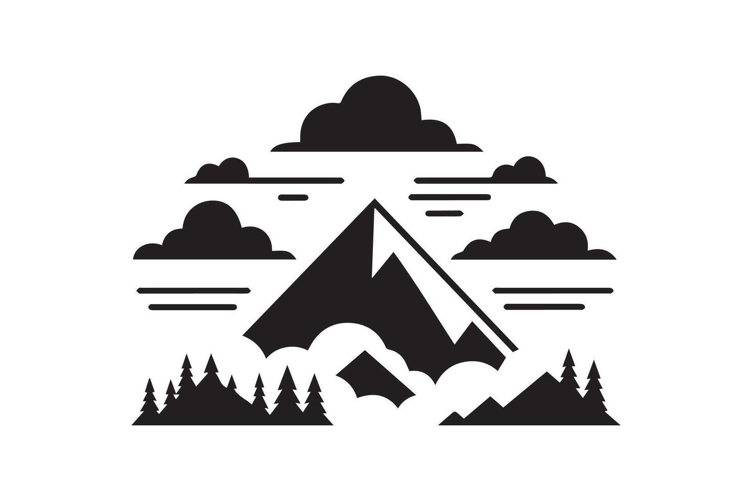 Mountain hill with cloud silhouette isolated in white background vector