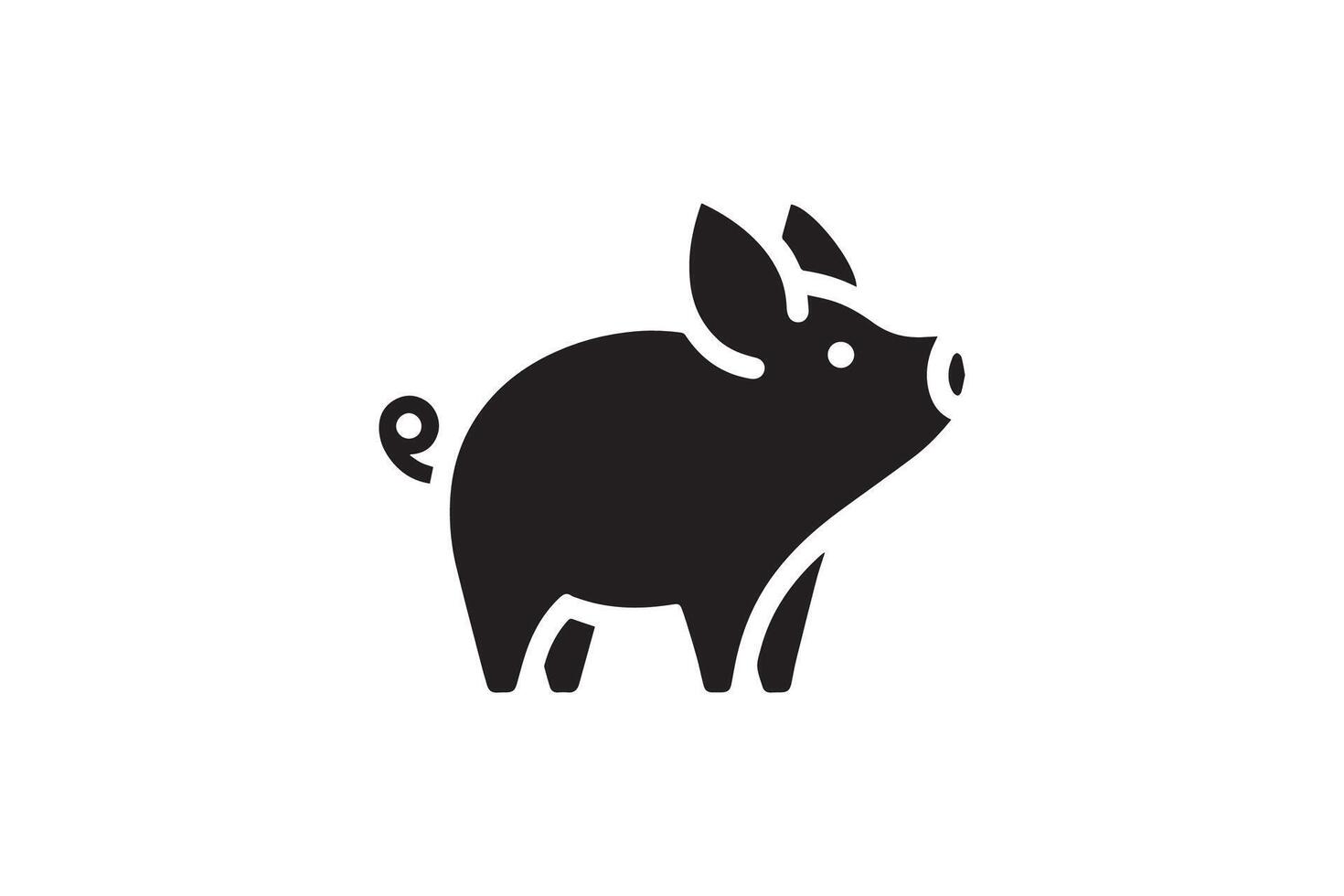 Pig Silhouette Illustration White Background vector