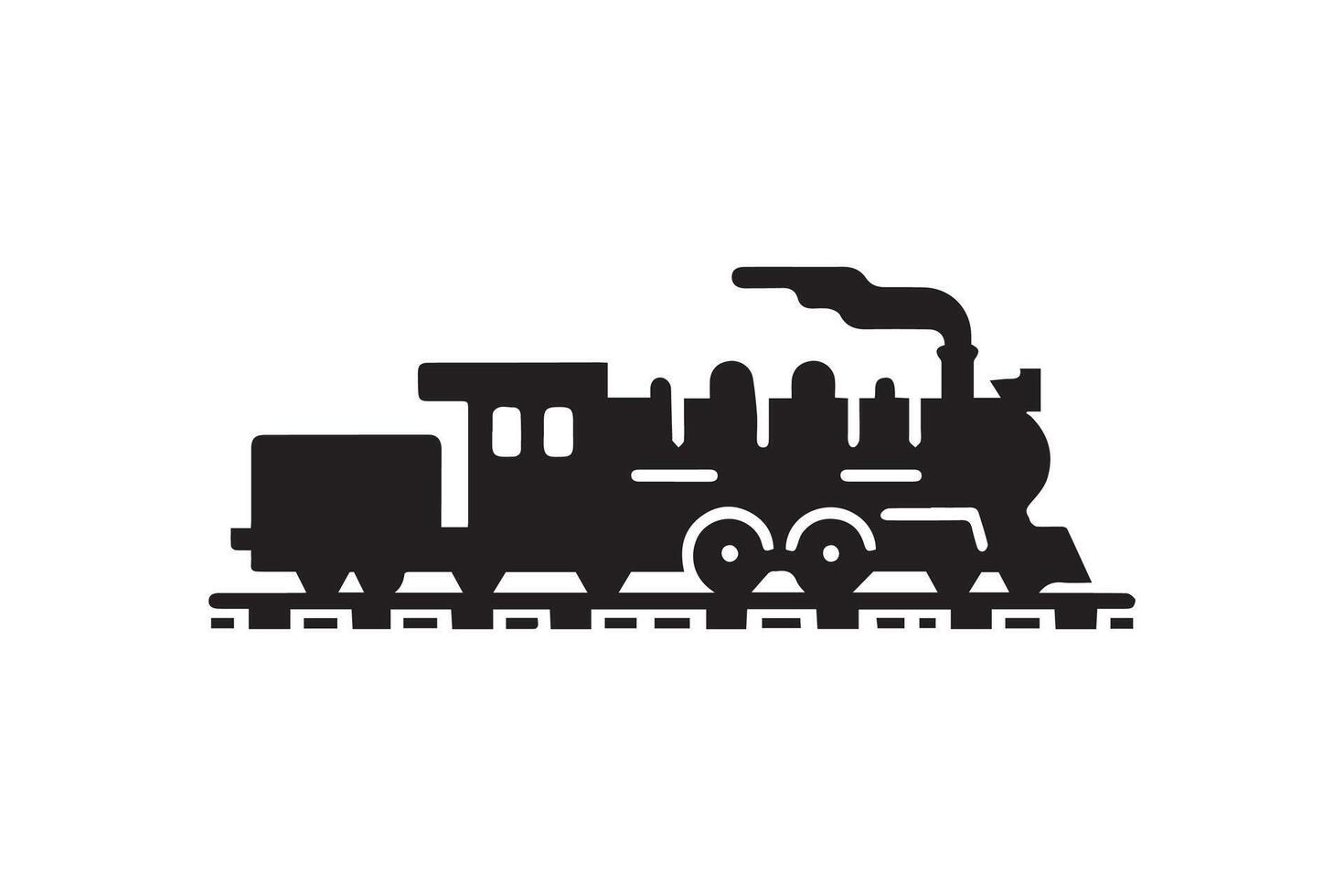 Retro tourist train Machine Logo Design silhouette vector