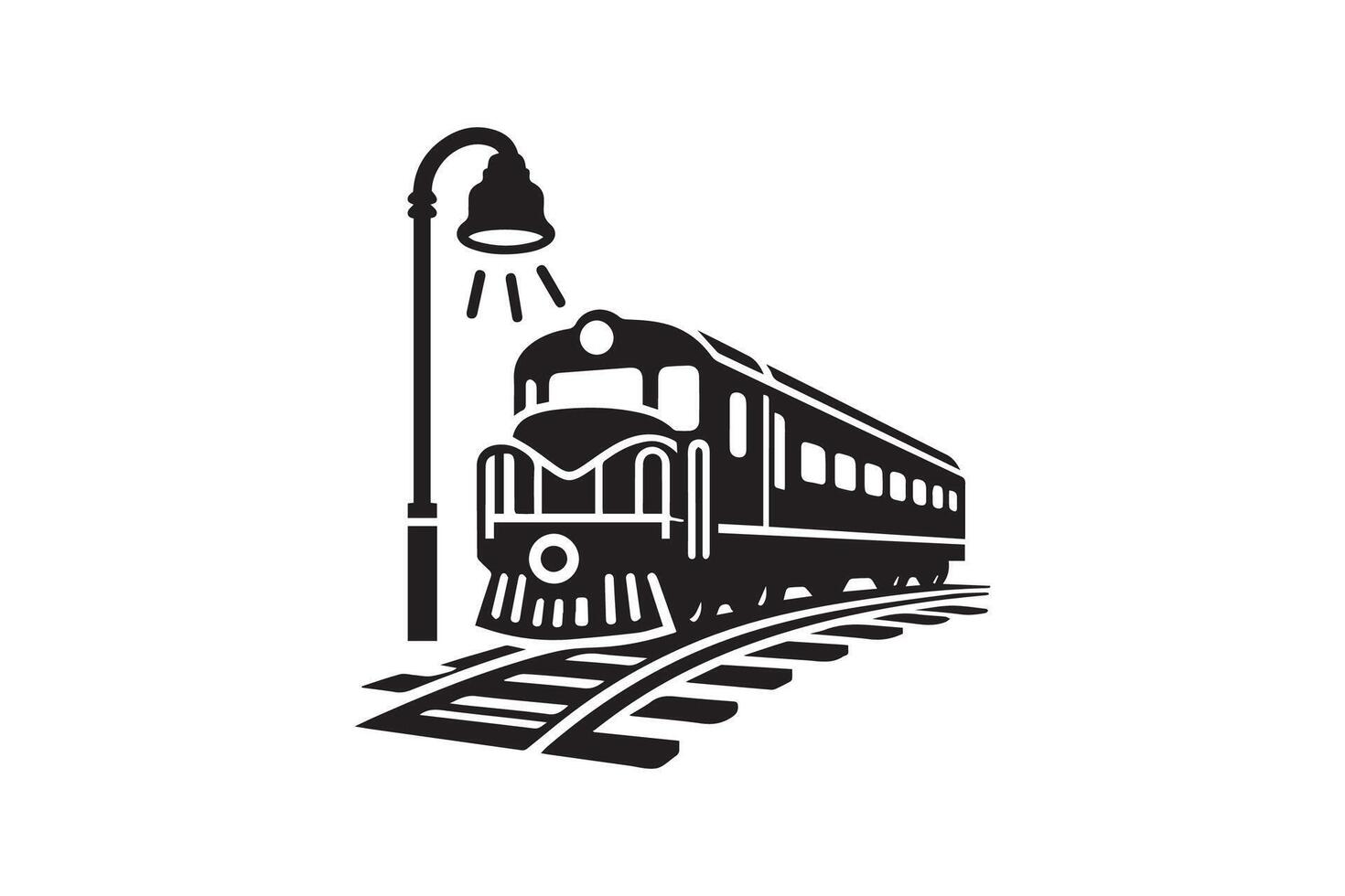 Retro tourist train Machine Logo Design silhouette vector