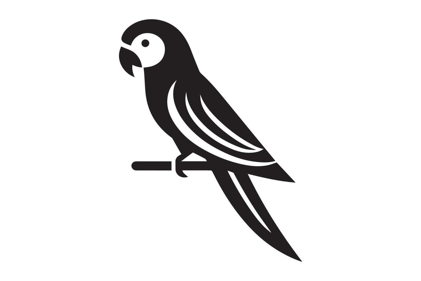 Red parrot silhouette isolated on white background. macaw parrot silhouettes vector