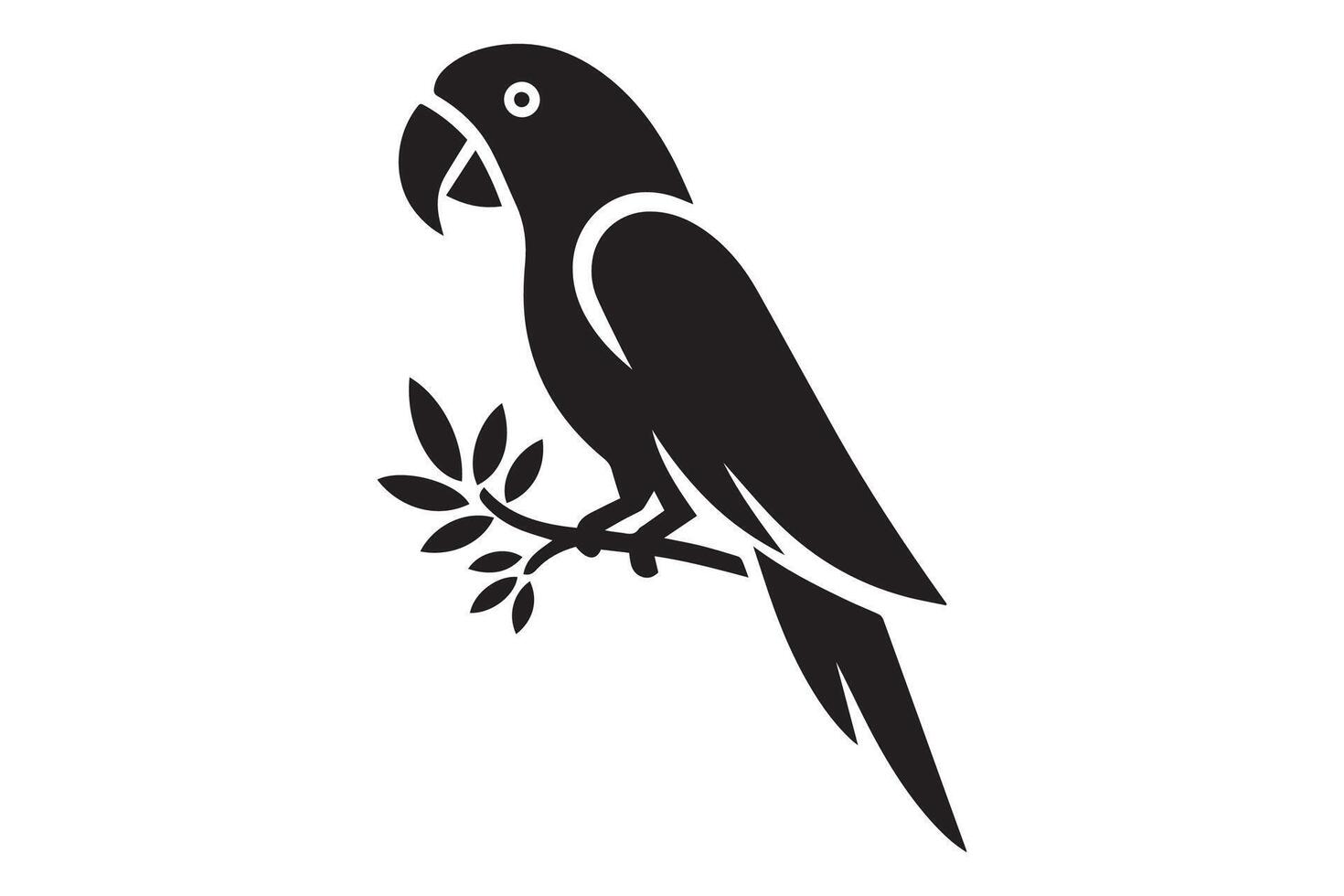 Red parrot silhouette isolated on white background. macaw parrot silhouettes vector