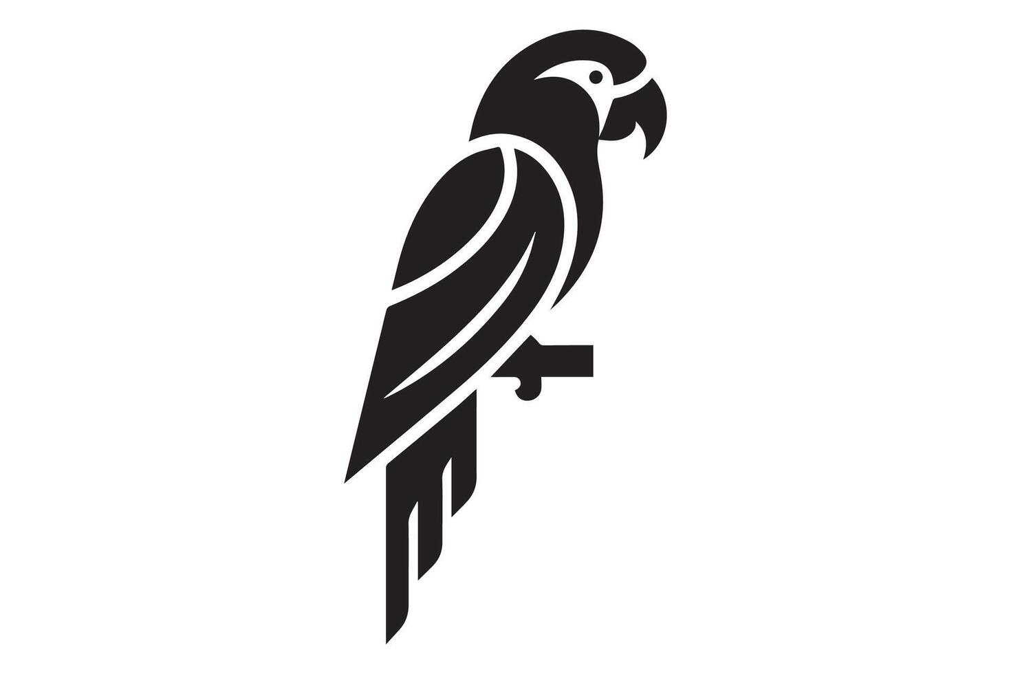 Red parrot silhouette isolated on white background. macaw parrot silhouettes vector