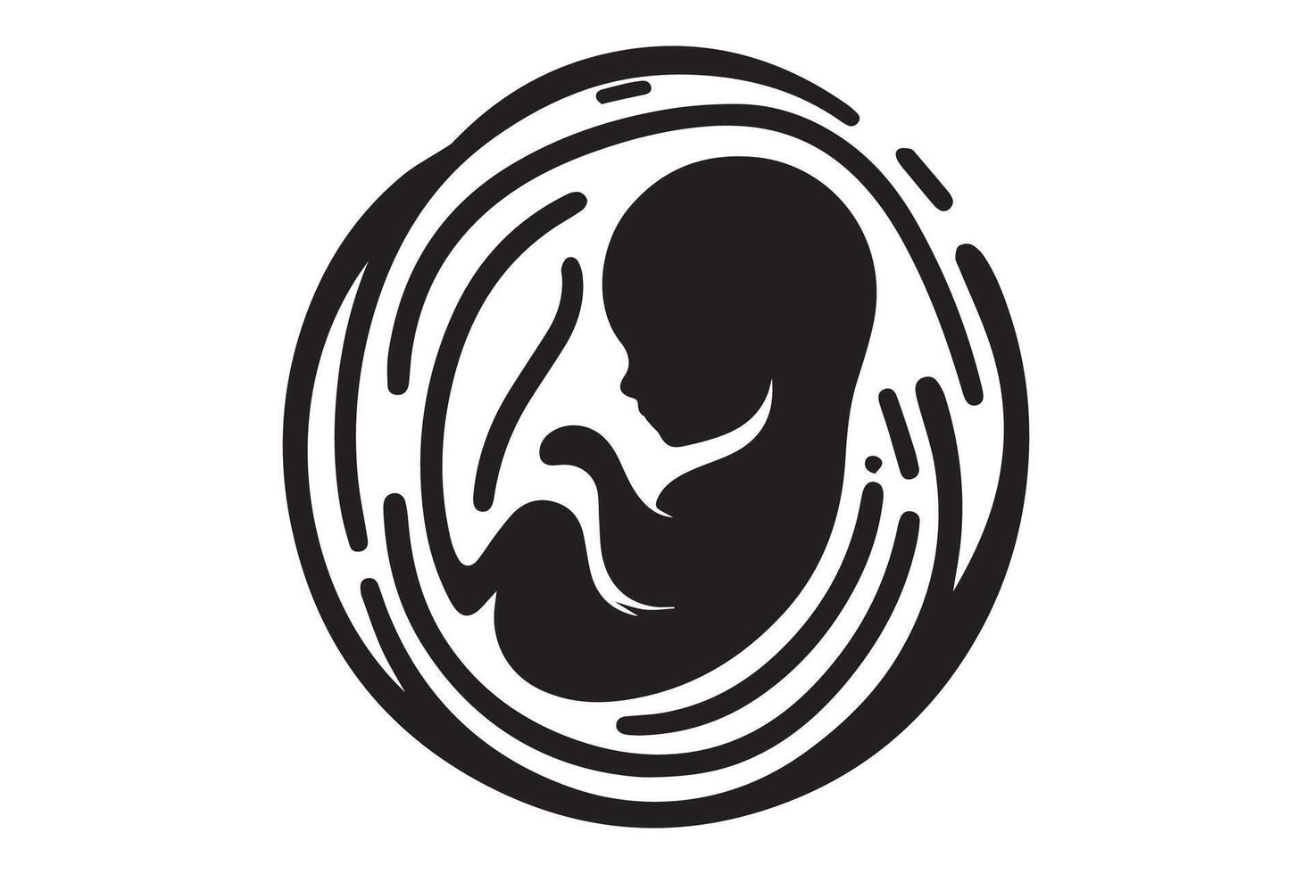 human embryo prenatal human child with placenta silhouette vector
