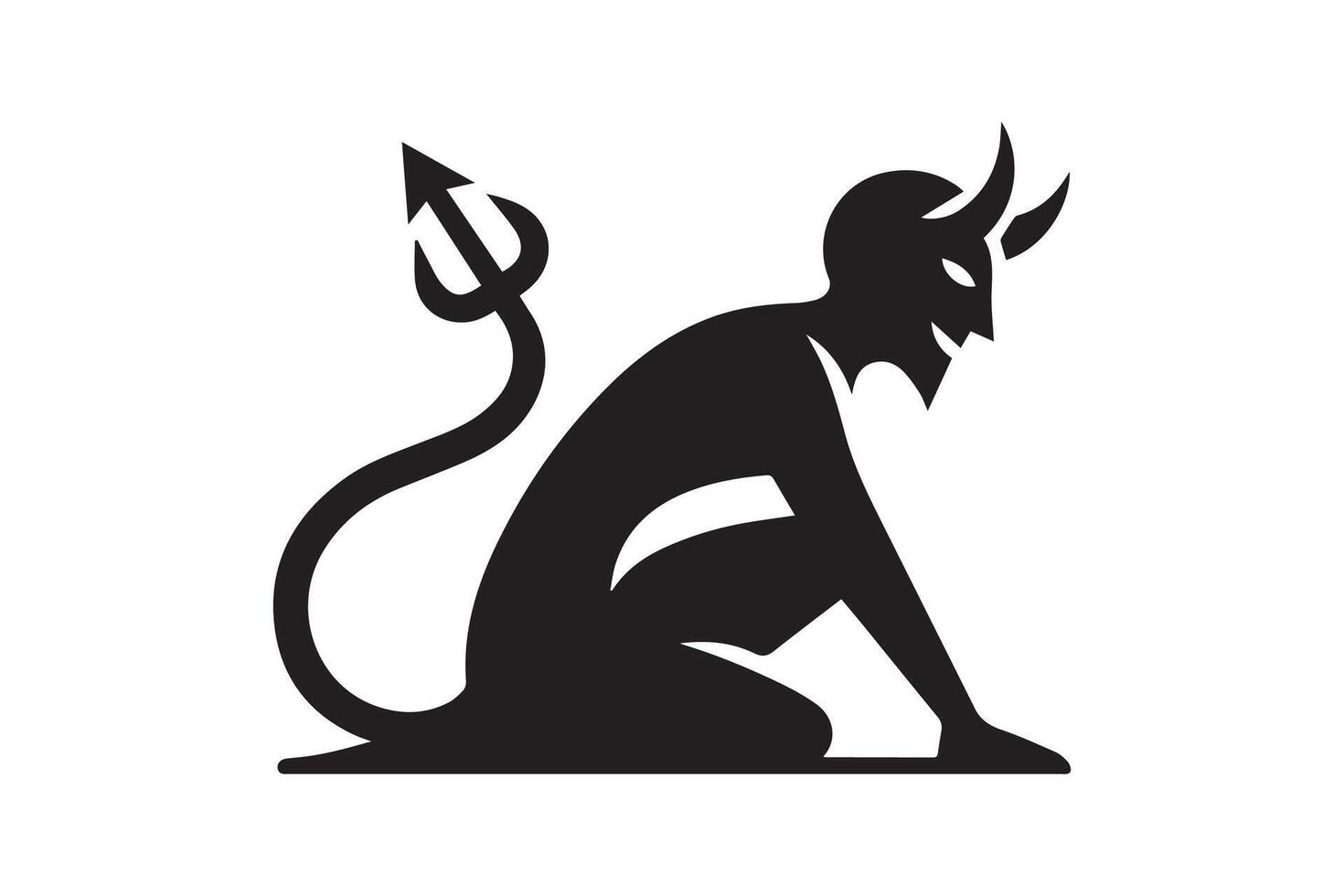 silhouette of a devil with horns vector