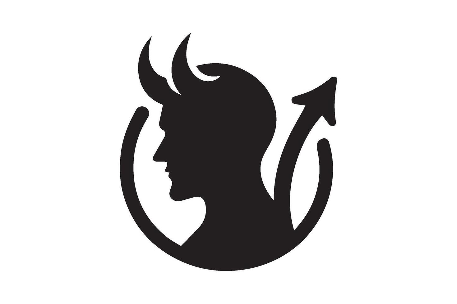 silhouette of a devil with horns vector