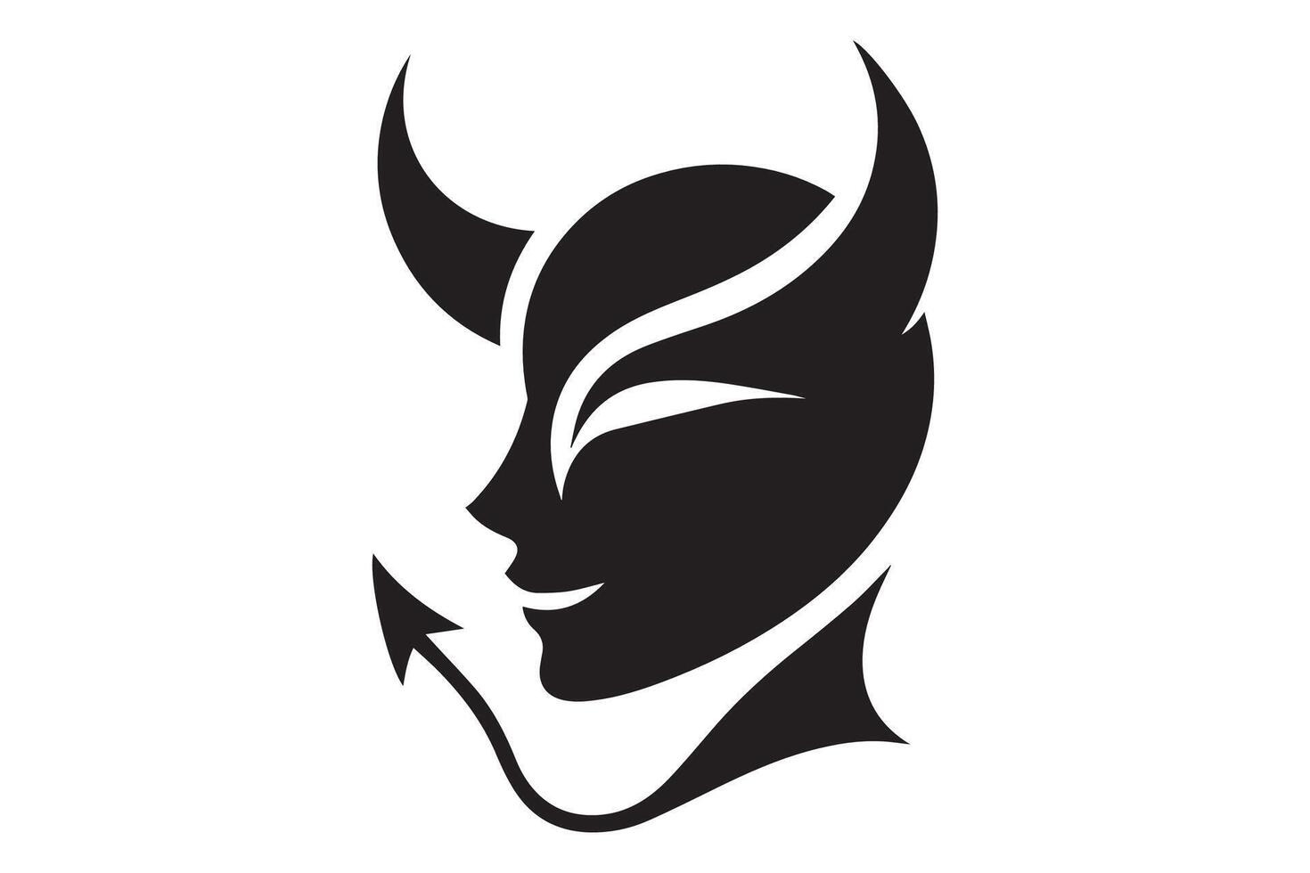 silhouette of a devil with horns vector