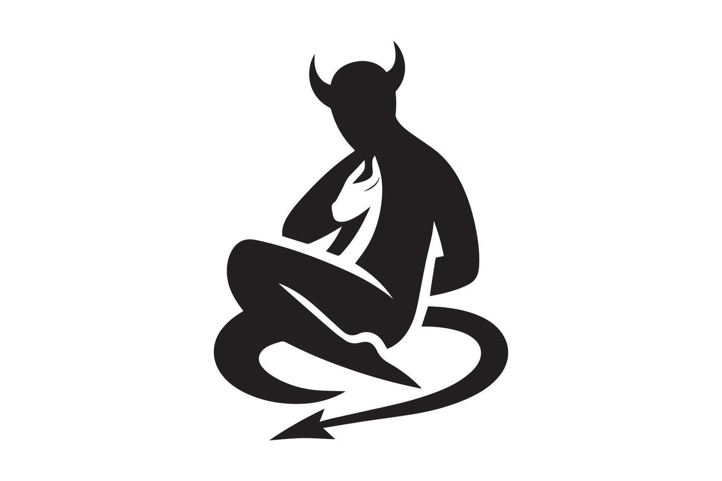 silhouette of a devil with horns vector