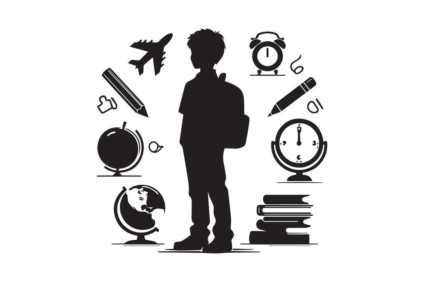 A boy with school bag silhouette. Back to school vector