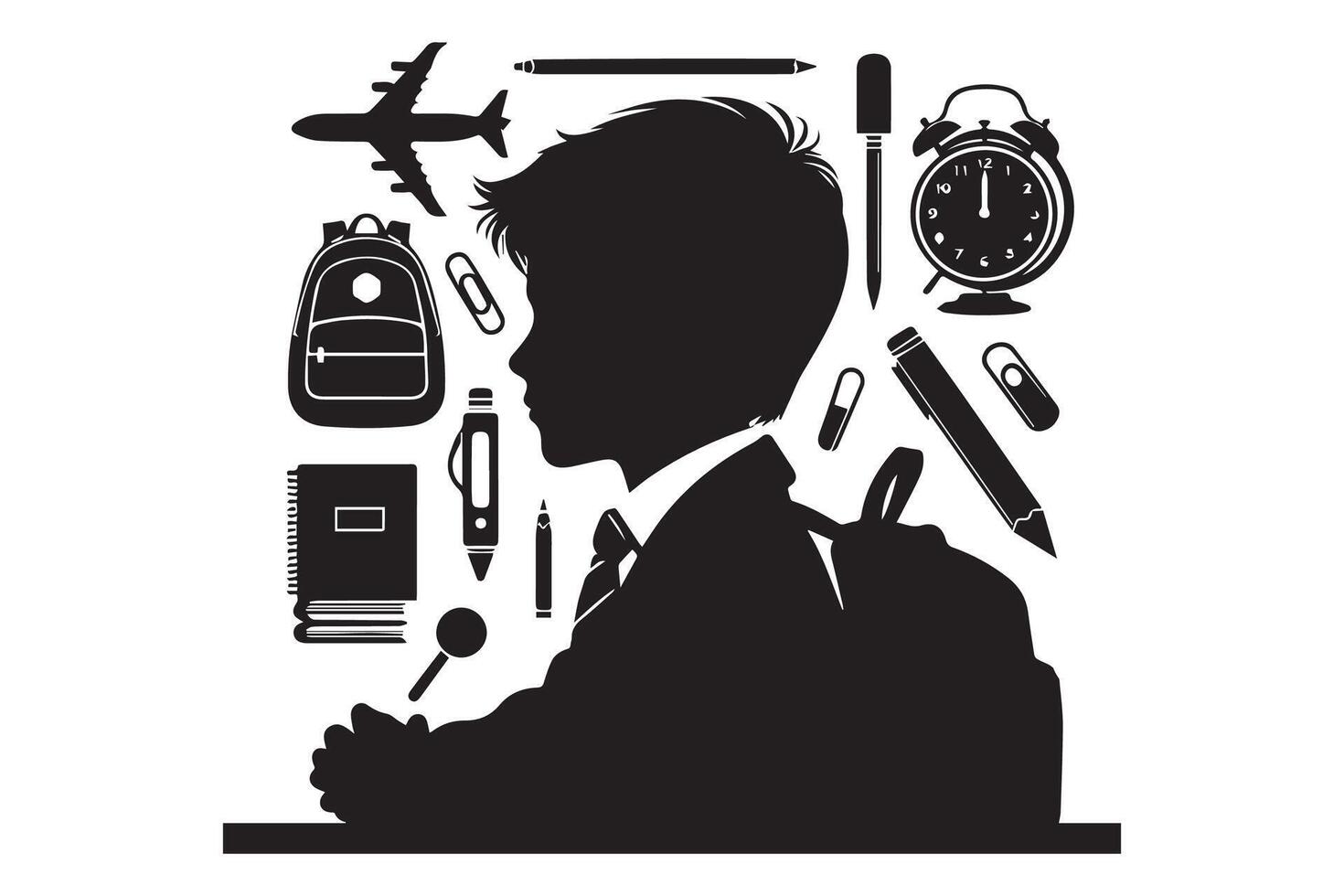 A boy with school bag silhouette. Back to school vector