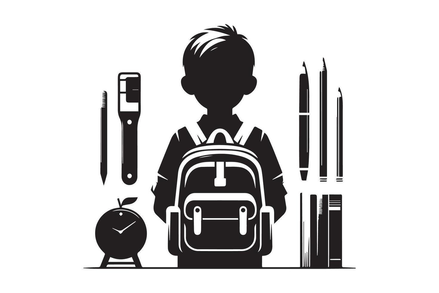 A boy with school bag silhouette. Back to school vector