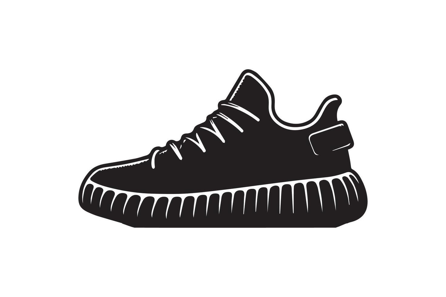 Sneaker icon. Sneakers shoes. Black silhouette. Side view vector