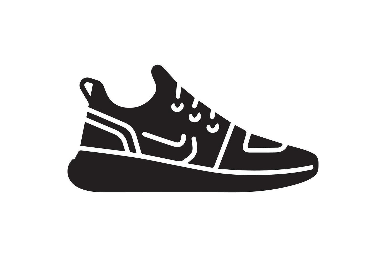 Sneaker icon. Sneakers shoes. Black silhouette. Side view vector