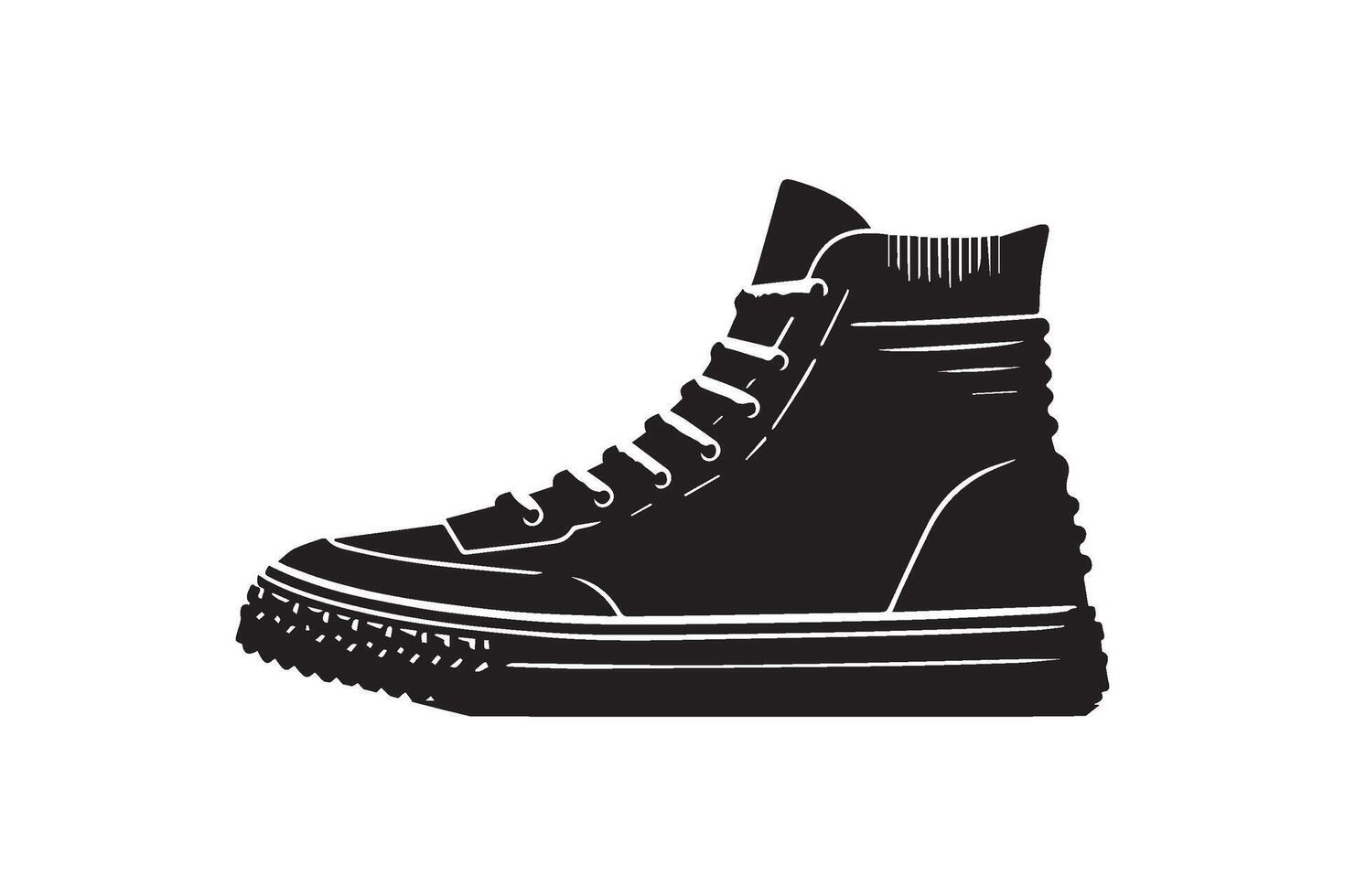 Sneaker icon. Sneakers shoes. Black silhouette. Side view vector