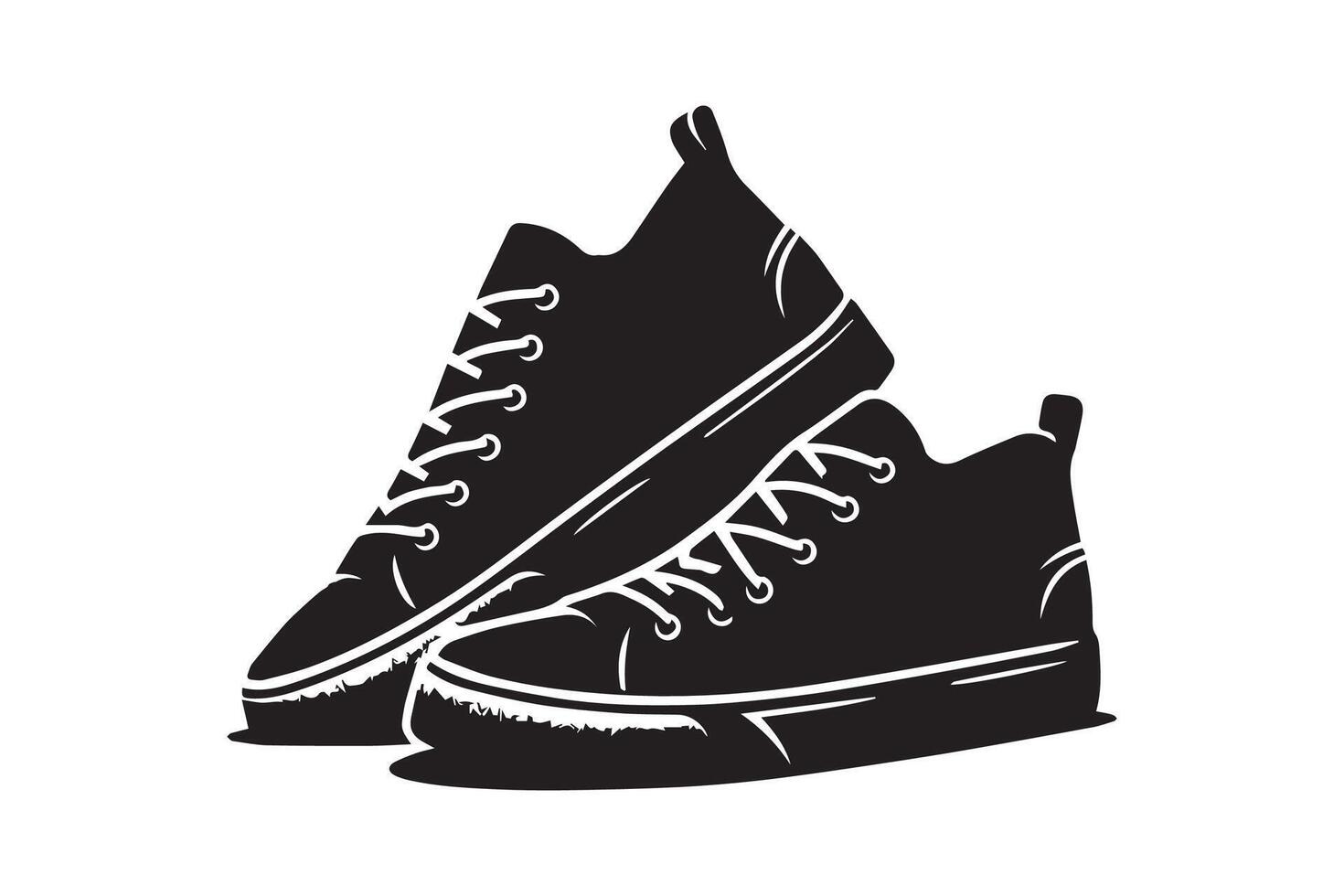 Sneaker icon. Sneakers shoes. Black silhouette. Side view vector