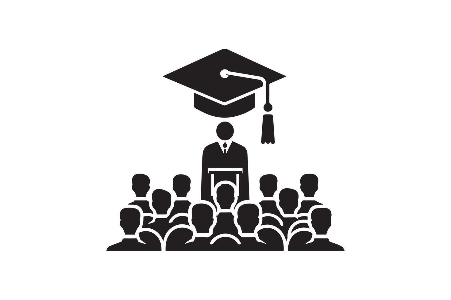 Graduated from university and college. happy graduated students wearing cap. Cheerful people silhouette. Graduation ceremony vector
