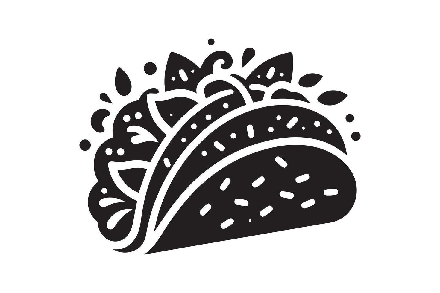 Grilled beef taco silhouette vector