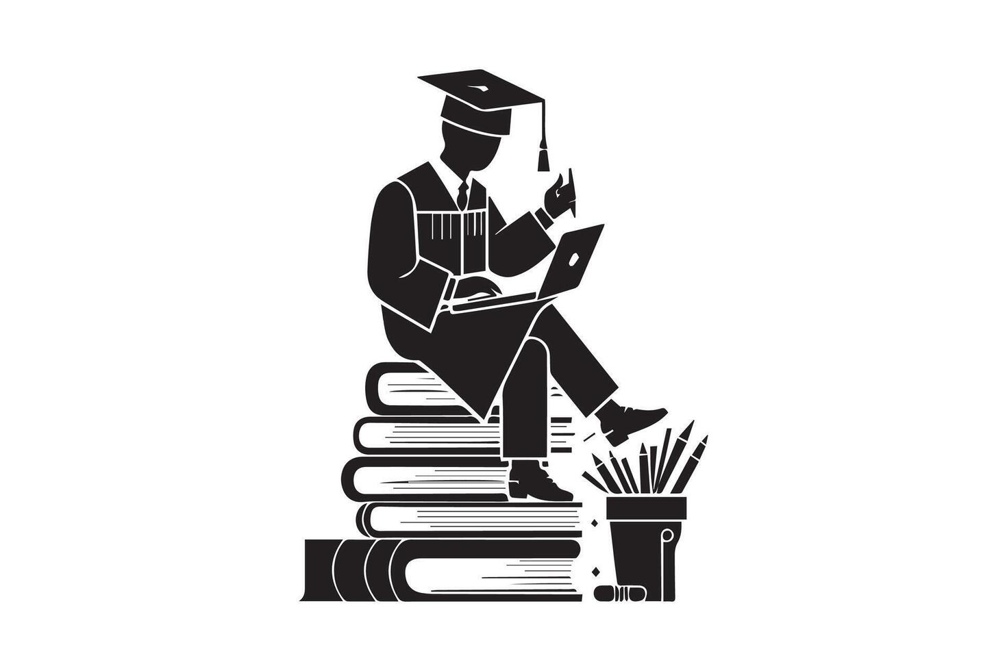 Graduated from university and college. happy graduated students wearing cap. Cheerful people silhouette. Graduation ceremony vector