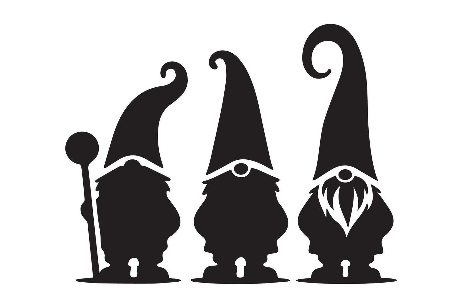 Gnome Christmas silhouette . Black silhouette of a fantasy dwarf vector