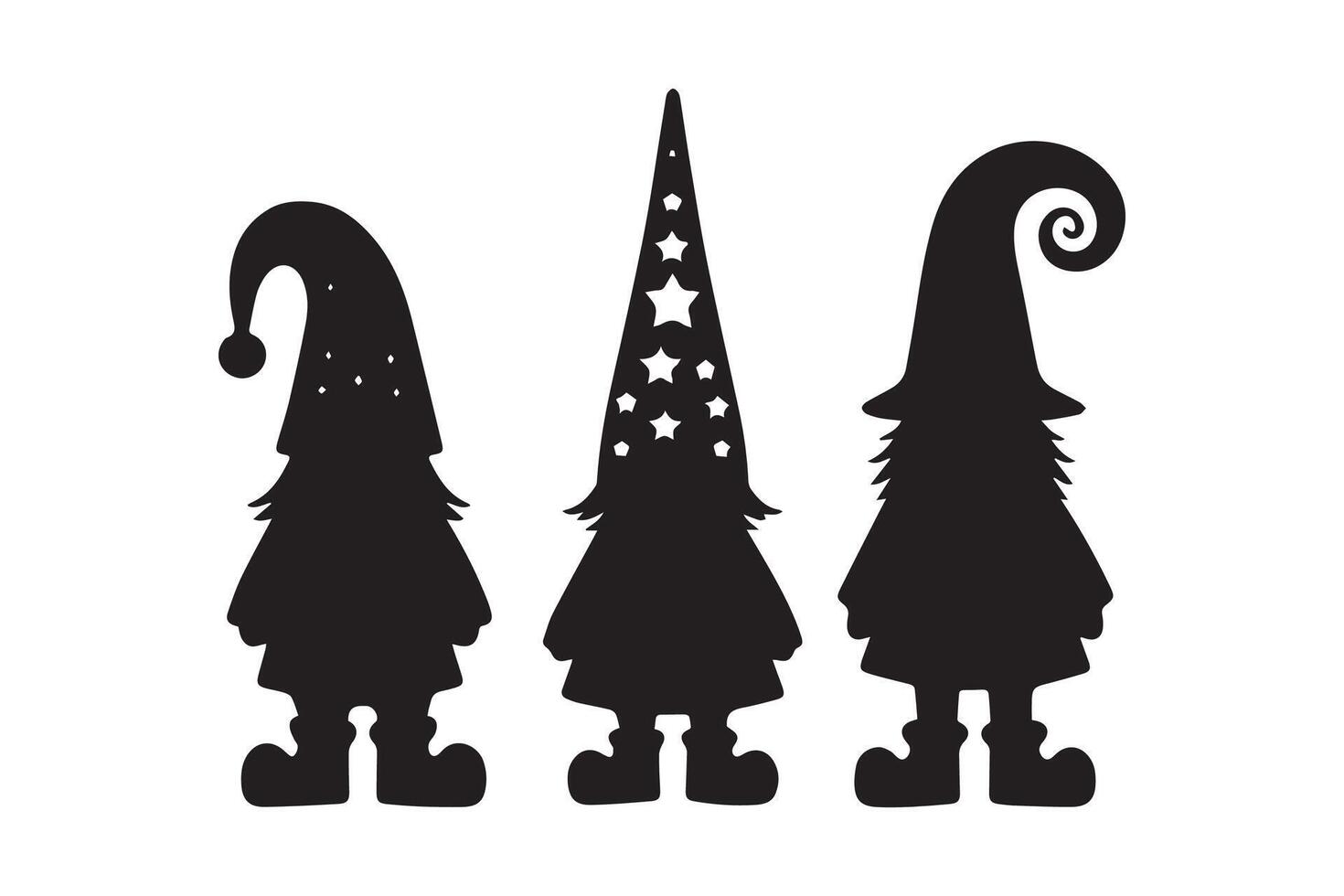 Gnome Christmas silhouette . Black silhouette of a fantasy dwarf vector
