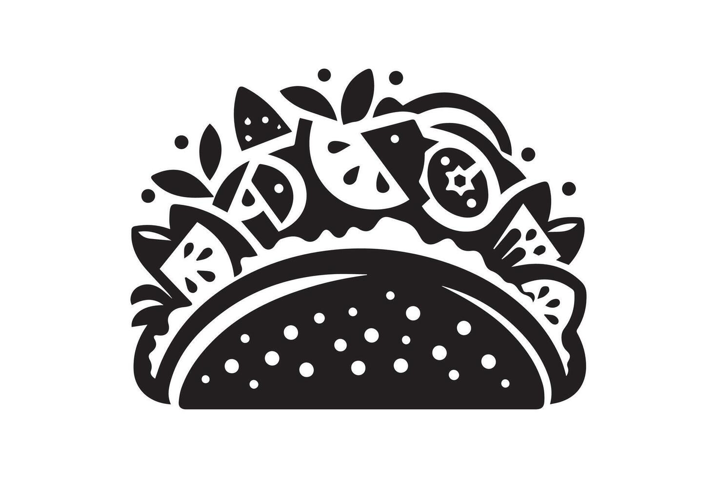 Grilled beef taco silhouette vector