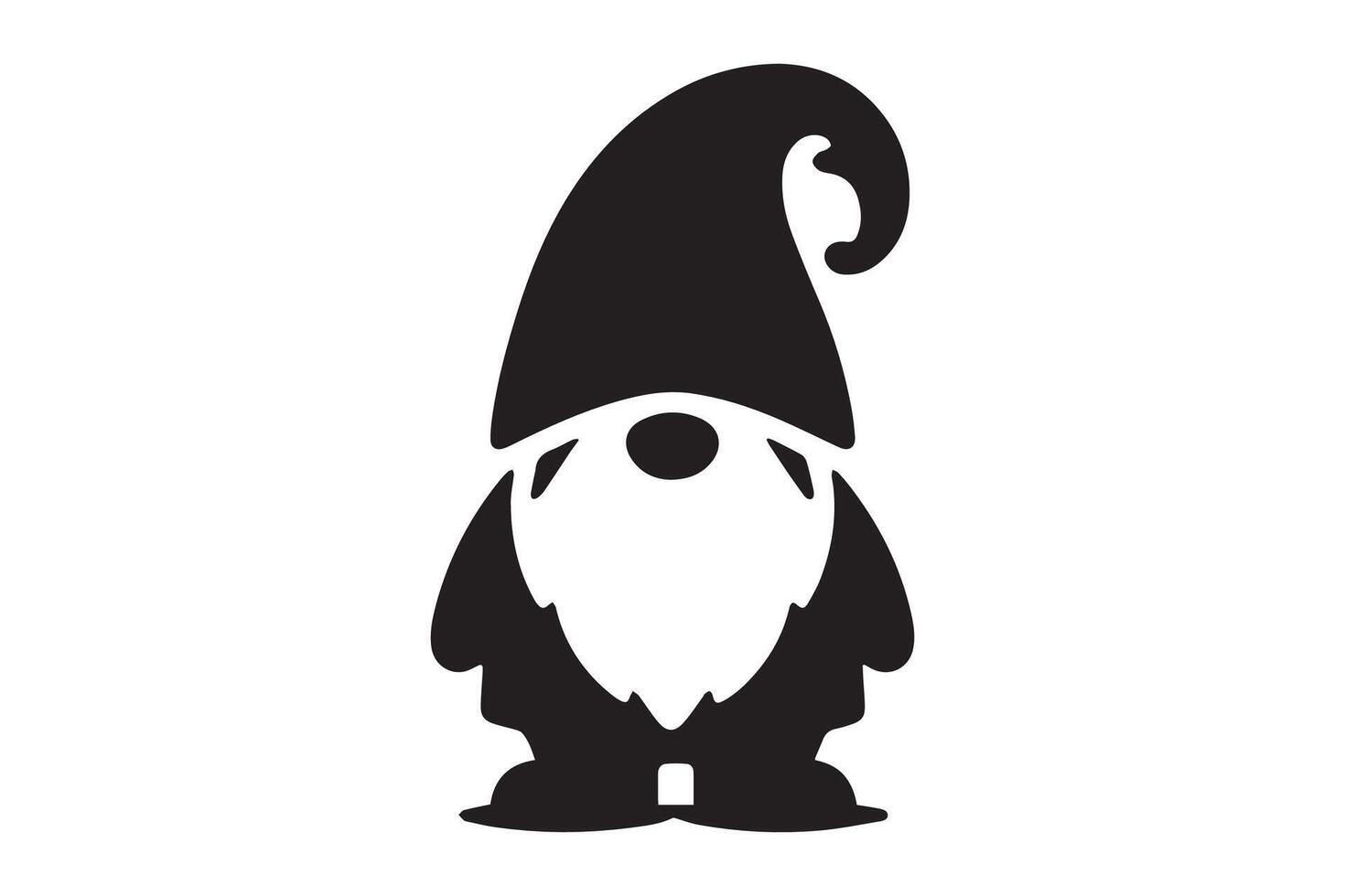 Gnome Christmas silhouette . Black silhouette of a fantasy dwarf vector